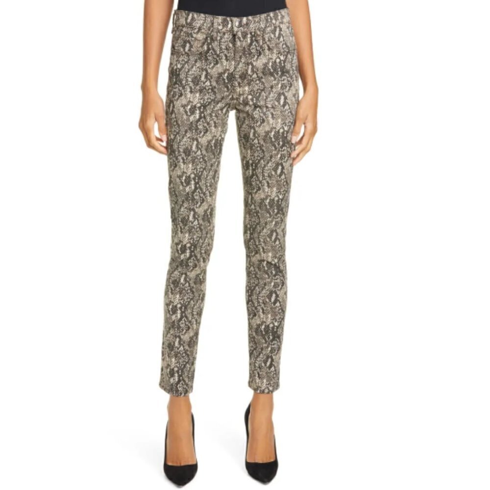 VERONICA BEARD 'Kate' Snake-Print High-Rise Skinny Jeans, Nude